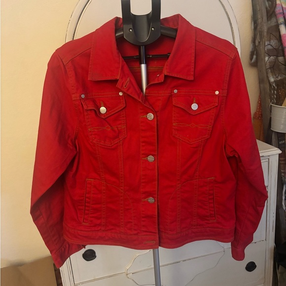 CAbi Jackets & Blazers - CAbi Vibrant Red Jean Jacket